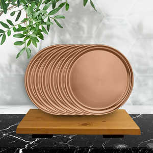 Ensemble de 6 assiettes complètes en acier inoxydable Majestic avec revêtement PVD or rose Plats et assiettes - Product Image 2