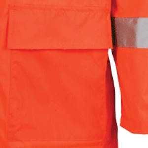 Combinaison de travail imperméable réfléchissante en PVC haute visibilité pour hommes, orange, avec capuche réfléchissante en polaire douce - Product Image 2