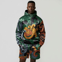 Ensemble de survêtement à capuche pour homme, motif nuage imprimé, manches courtes, short zippé, streetwear, été, décontracté, léger, séchage rapide