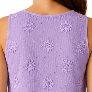 Top Corto Morado Lavanda con Bordado Floral para Mujer, Chaleco de Verano sin Mangas de Algodón, Top Casual de Moda Urbana con Logotipo Personalizado - Product Image 6
