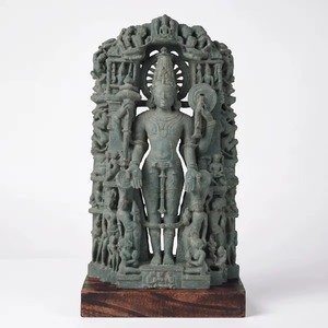 Sculpture de Vishnu du XIIe siècle |   Réplique d'art de temple de divinité hindoue Chaturbhuj - Product Image 4