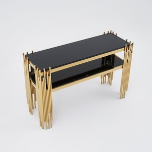 LINEA Metal <b>Console</b> <b>Table</b> with <b>Black</b> Marble Top Luxury Metal Frame <b>console</b> <b>table</b> for living room - Product Image 3