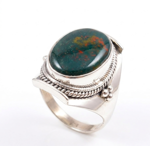 Natural Bloodstone <b>Ring</b> 925 Sterling Silver <b>Ring</b> Handmade Vintage <b>Statement</b> <b>Ring</b> Men Women Oval Bloodstone Gemstone <b>Ring</b> for Men - Product Image 5