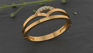 Handmade Custom Design 10K Solid Gold <b>Moon</b> <b>Ring</b> VVS1 Lab Grown Diamond Claw Setting Heart Shape Split Shank Minimalist Jewelry - Product Image 3