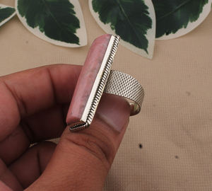 Natural Pink <b>Opal</b> Gemstone <b>Ring</b> 925 Sterling Silver Large Stone Healing Crystal Wedding <b>Rings</b> for Women & <b>Men</b> Mint Green Jewelry - Product Image 5