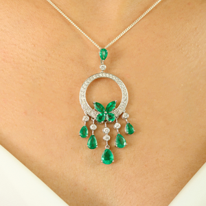 18K Solid White Gold Designer Chandelier Pendant Necklace - Product Image 1