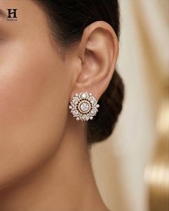 Luxury Floral Diamond Cluster <b>Stud</b> <b>Earrings</b> – 14k Gold with Certified Diamonds – <b>Fine</b> Jewelry Manufacture - Product Image 2