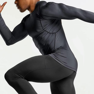 T-shirt de compression athlétique à manches longues pour homme, tissu extensible premium, anti-transpiration, soutien musculaire, vêtements d'entraînement, OEM ODM, vente en gros - Product Image 4
