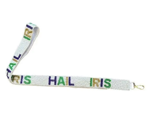 Accessoire de sac Hail Iris avec sangle perlée et motif textuel coloré tendance - Product Image 1