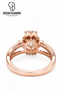 แหวนหมั้นเพชรทรงกลมแบบ Halo ทองคำขาว 18K ดีไซน์วงแหวนแยกส่วนประดับเพชรแบบ Pave หรูหราเหนือกาลเวลา ของขวัญเครื่องประดับชั้นดีสำหรับเจ้าสาว - Product Image 4