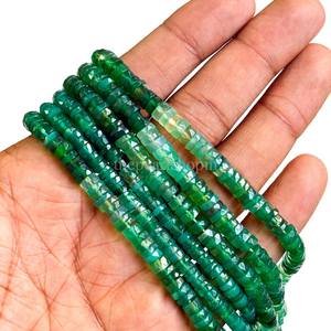 Cuentas facetadas de ónix verde natural de 5-6 mm en forma de neumático, cuentas de ónix verde sombreado en forma de hilo para la fabricación de joyas, cuentas de ónix. - Product Image 4