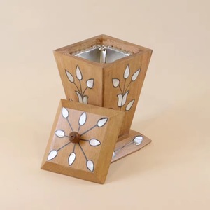 Juego de Quemadores de Incienso de Aromaterapia de Madera Hechos a Mano con Bandeja con Incrustaciones de Madreperla y Tarro de Almacenamiento - Product Image 6