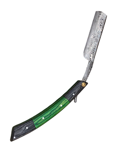 Aesthetic Handmade Damascus Steel Straight Razor with <b>Black</b> and Brown Pakka Wood Handle Personalized Blade Exotic Classic Barber - Product Image 5