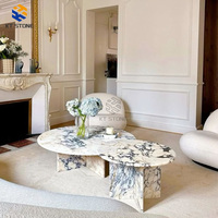 Table basse ovale moderne KT STONE, design personnalisé, en marbre blanc durable, pour salon, mobilier de maison, vente chaude