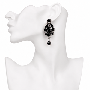 Fashion Zircon Oxidized <b>Silver</b> <b>Dangle</b> <b>Earrings</b> | Teardrop Drop Statement <b>Earrings</b> | Wholesale Jewelry - Product Image 3