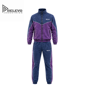 Pantalon de survêtement sportif unisexe OEM personnalisé, effet délavé, design color block, fermeture à cordon, poches latérales, longueur intégrale, avec capuche - Product Image 1