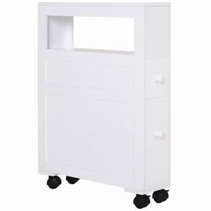 White Bathroom Side Storage Cabinet Practical Bathroom Shelves - Product Image 1