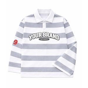 เสื้อโปโลรักบี้ลายทางแบบกำหนดเอง แขนยาว สไตล์ลำลอง เสื้อผ้าสตรีทแวร์ ผ้าฝ้ายพรีเมียม เสื้อแฟชั่นสำหรับทุกเพศ - Product Image 4
