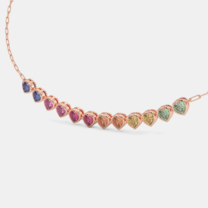 Rose Gold Plated Heart Cut Zircon <b>Choker</b> Necklace Women's Romantic Link Chain Everyday Wear - Product Image 3