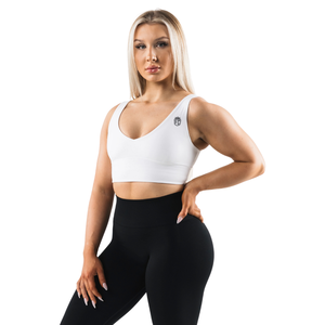 Sujetador deportivo sin costuras para mujer, con escote en V profundo, copas A y B, de alto soporte, para yoga, gimnasio, entrenamiento, elástico, moldeador, cómodo, top deportivo. - Product Image 2