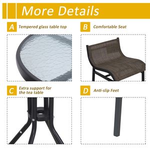 Bistro Bliss 3-Piece High Top <b>Patio</b> Set Waterproof <b>Round</b> <b>Table</b> and 2 Bar Stools in Black/Tan Elegant Garden Furniture - Product Image 6