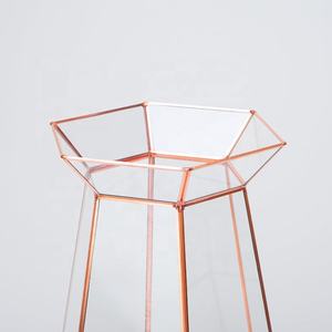 Jarrón de Vidrio para Mesa, Venta al por Mayor, Borde Metálico Color Oro Rosa, Diseño Moderno Hecho a Mano para Decoración del Hogar - Product Image 2