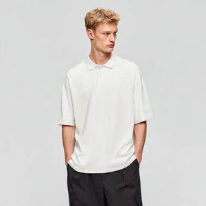 Button Down <b>Drop</b> Shoulder Polo Shirt Men Summer Short Sleeve Polo Shirts Men's 100% Cotton Polyester Polo T Shirt Mens - Product Image 2