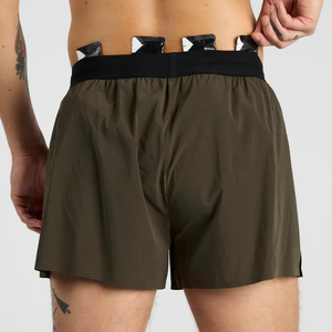 Shorts de sport décontractés respirants avec poche zippée, taille élastique, couleur unie - Product Image 6