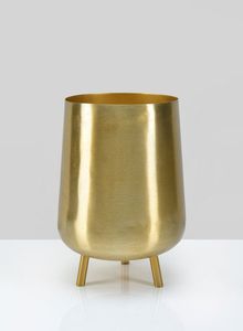 Macetero de hierro hecho a mano con acabado negro, maceteros de jardín con soporte, maceteros de estilo antiguo con soporte dorado - Product Image 5