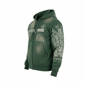 Custom Unisex green Applique Patch Hoodie Shorts <b>Set</b> Graphic Streetwear Two Piece OEM ODM Private Label Apparel Manufacturer - Product Image 4