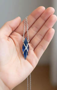 จี้โอปอลเอธิโอเปียสีน้ำเงินทรงแหลม พร้อมสร้อยเงิน-ของขวัญงานหมั้นงานแต่งงาน-เครื่องประดับคริสตัลบำบัดทำมือ - Product Image 2