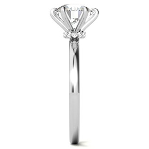 Anillo Solitario Minimalista con Halo Oculto, Moissanita de Corte Redondo de 1.3CT, con Seis Puntas, Engaste de Oro Blanco de 10K - Product Image 6