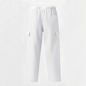 Arnis Men's <b>White</b> Cotton Fleece Sweatpants Drawstring <b>Elastic</b> <b>Waist</b> Casual Style Lightweight Breathable Print Logo Right Leg - Product Image 2