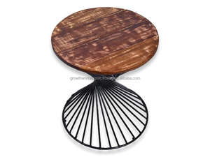 Table basse moderne en fil métallique avec plateau en bois de manguier, table d'appoint pour salon - Product Image 4