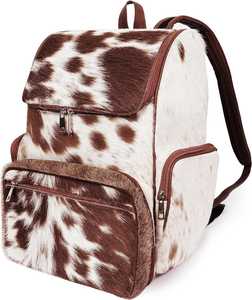 100% Genuine <b>Leather</b> Hair-on-Hide Vintage Anti-Theft <b>Backpack</b> <b>Real</b> Cowhide Fur Western Style Wholesale LHBP-0272 - Product Image 4
