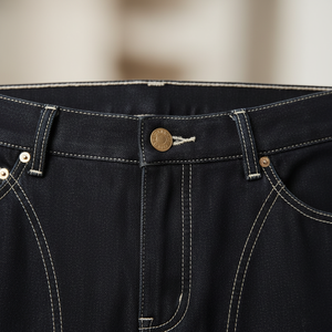 Jeans en denim vintage style américain pour hommes et femmes, coupe droite ample taille mi-haute, tricoté, poids moyen, lavable, collection automne - Product Image 5