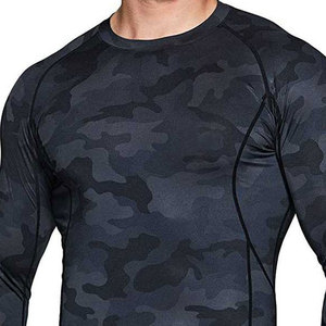 <b>Men</b> Dark Gray Breathable Eco-Friendly Front Logo Quick Dry <b>Compression</b> Rash Guard Sport <b>Shirt</b> Adult Fit - Product Image 5