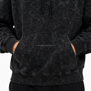 Sweat-shirts à capuche délavés pour hommes, style streetwear, 100% coton molletonné, décontractés, avec poche avant, coupe oversize, sweat à capuche délavé - Product Image 4