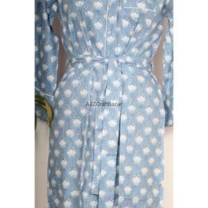 เดรสยาวพิมพ์ลายดอกไม้ผ้าฝ้ายรักษ์โลก แขนสไตล์เกาหลี พิมพ์ลายด้วยมือ คอวี ไซส์มินิ เสื้อเชิ้ตสไตล์ลำลอง ใส่ไปงานปาร์ตี้ฤดูร้อนได้ - Product Image 6