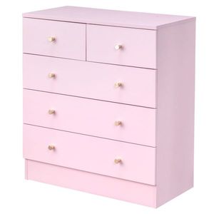 ตู้ข้างเตียง 5 ลิ้นชัก สีชมพูเรียบง่ายทันสมัย - Product Image 4