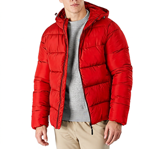 Blouson matelassé d'hiver pour homme, épais, imperméable, écologique, avec logo sur le devant, fermeture éclair décontractée, couleur unie noire, coupe classique - Product Image 4