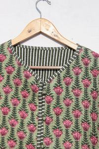 Veste matelassée en coton automne/hiver pour femmes bloc imprimé Style Boho fait à la main longue longueur respirant vêtements tissés - Product Image 5