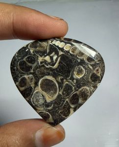 Cabujón de ágata Turritella en forma de corazón, mineral pulido para la fabricación de joyas - Product Image 1