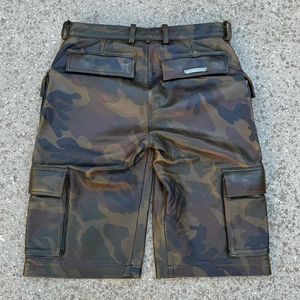 Shorts en cuir confortables pour hommes, couleur unie, imperméables, anti-plis, respirants, style urbain, personnalisables, vente en gros - Product Image 4