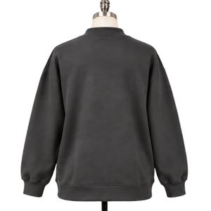 <b>Womens</b> Charcoal Gray Graphic <b>Sweatshirt</b> <b>White</b> Letter Print Oversized Crew Neck Long Sleeve Casual Pullover Streetwear Fashion - Product Image 2