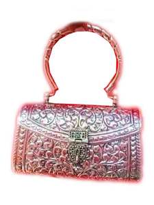 Elegant Metal Flap Clutch With Floral Embroidery Ring Handle Handmade Evening Party <b>Bag</b> - Product Image 1