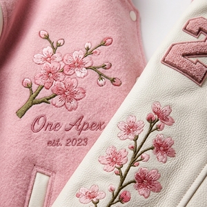 Custom Pink Women <b>Varsity</b> <b>Jacket</b> Wool Blend Letterman <b>Jacket</b> Chenille Embroidery College <b>Bomber</b> <b>Jacket</b> OEM Fashion - Product Image 6