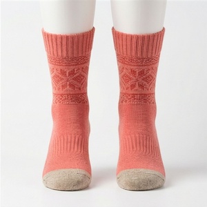 Coral Crew <b>Socks</b> With Geometric Pattern <b>Thick</b> Wool Nylon <b>Winter</b> Warm Thermo <b>Socks</b> For Adults Casual Wear - Product Image 1