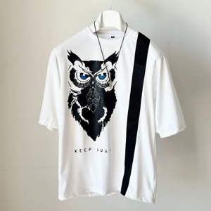 เสื้อยืดคอกว้างทรงหลวมพิมพ์ลายตามสั่งสำหรับผู้ชาย ผ้าถัก ทันสมัย เป็นมิตรกับสิ่งแวดล้อม ยับยาก ไซส์ใหญ่ - Product Image 1