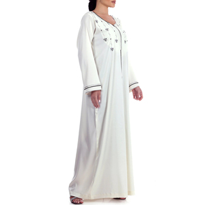 2026 Trends Cp Modest Ankle-Length Traditional Jalabiya <b>Dress</b> Polyester ODM Service Geometric Pattern V Neck Breathable - Product Image 4